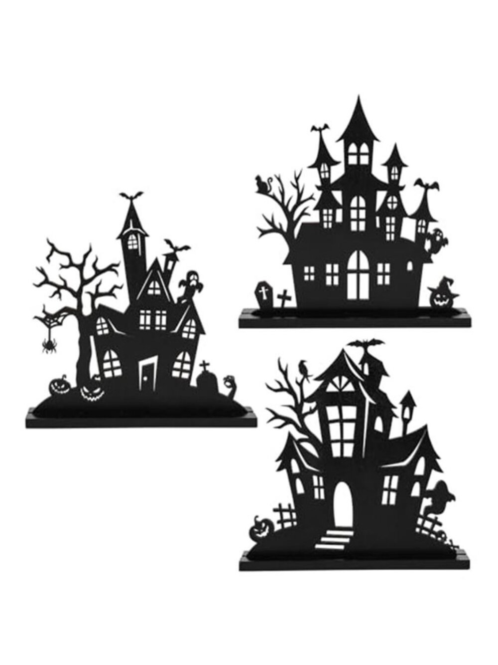 3Pcs Halloween Wooden Table Centerpiece Decorations,Wooden Double-sided